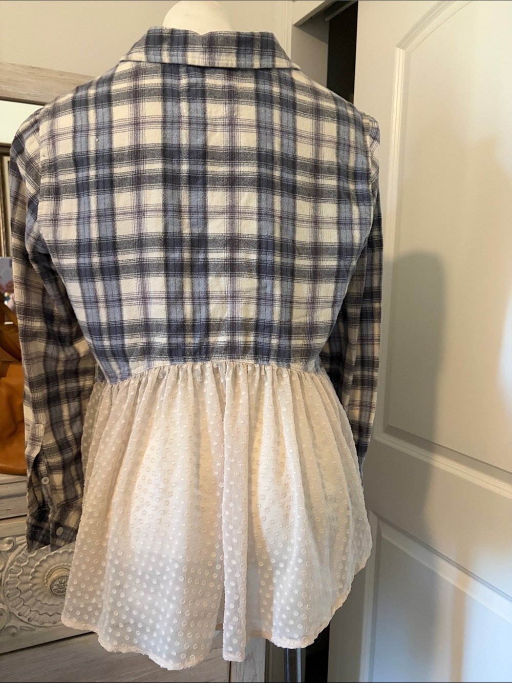 Anthropologie Holding Horses Blue and White Willow Ridge Plaid Button-Down Shirt - Picture 5 of 10